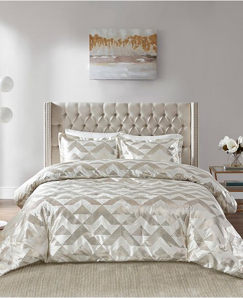 Madison Park Rousseau Printed Metallic Velvet 3 Piece Full Queen