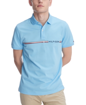 Tommy Hilfiger Men S Stripe Polo In Alaskan Blue Modesens