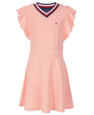 tommy hilfiger ruffle sleeve dress pink