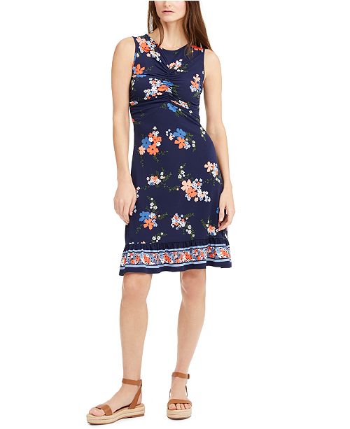 Michael Kors Ruched Floral Print Dress Reviews Women Macy S