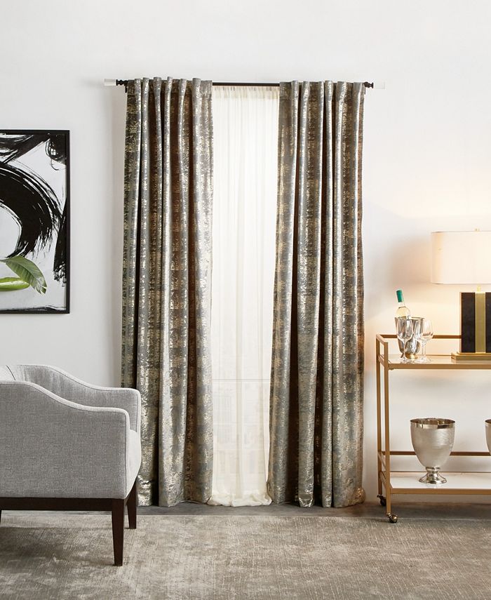 Martha Stewart Collection Monroe Backtab Metallic Velvet Curtain Panel, 84", Created For Macy's