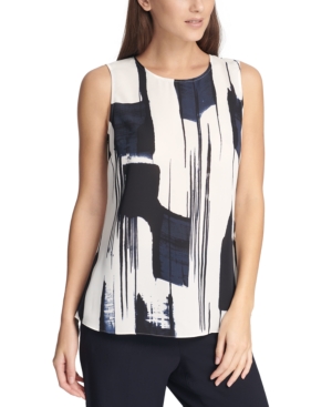 image of Dkny Abstract-Print Sleeveless Top