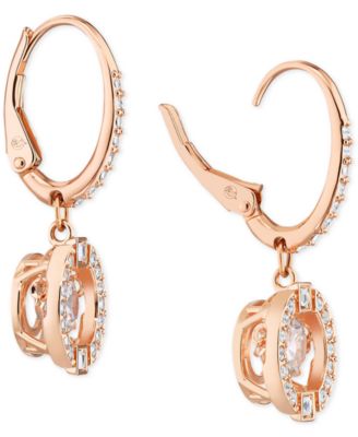 Silver-Tone Caged Crystal Drop Earrings 