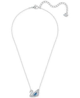 Silver-Tone Cubic Zirconia Swan Pendant Necklace, 14-7/8" + 2" extender