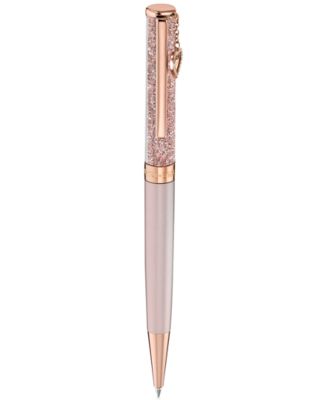 Rose Gold-Tone Pav&eacute; Heart Charm Crystalline Ballpoint Pen
