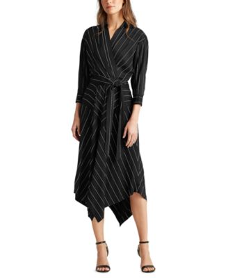 pinstripe wrap dress
