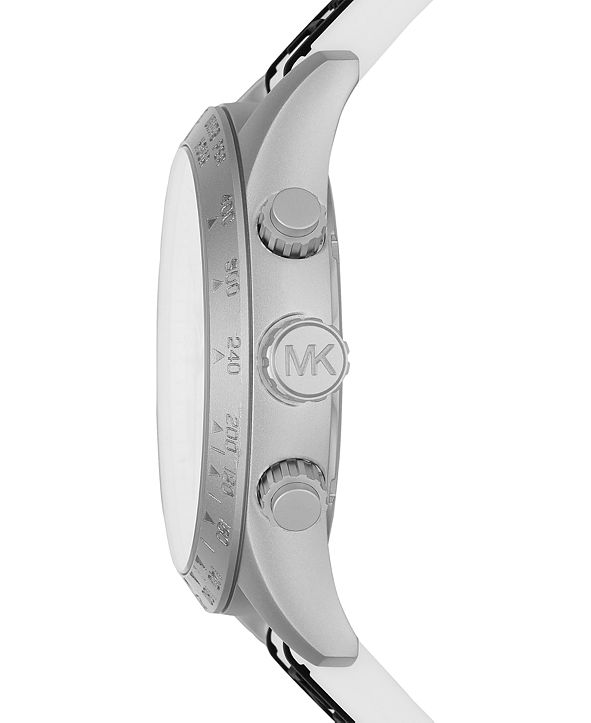 Michael Kors Men&#39;s Chronograph Layton Black Logo & White Croco Silicone Strap Watch 44mm ...