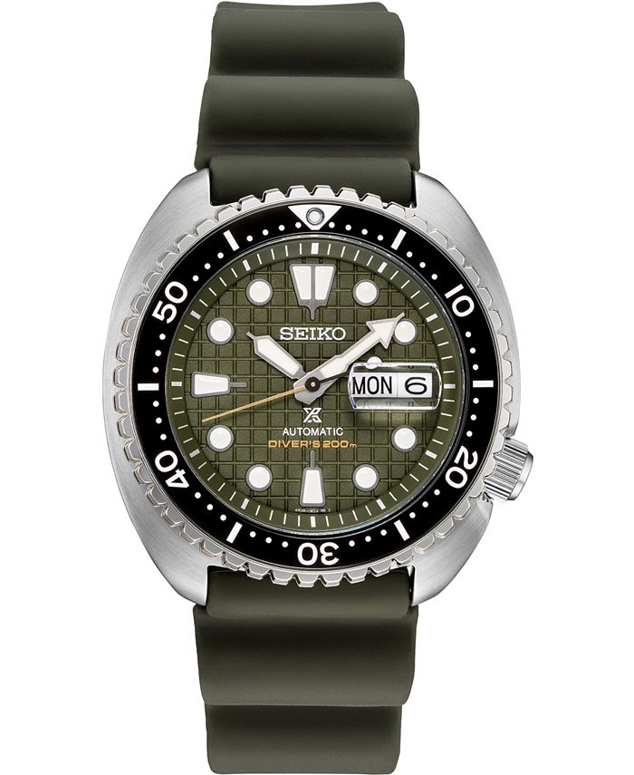Seiko - Men's Automatic Prospex King Turtle Green Silicone Strap Watch 45mm