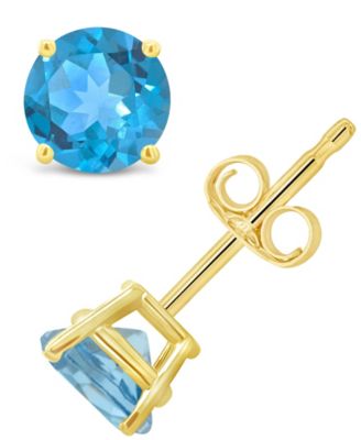 Swiss Blue Topaz (1-1/8 ct. t.w.) Stud Earrings in 14K White or Yellow Gold