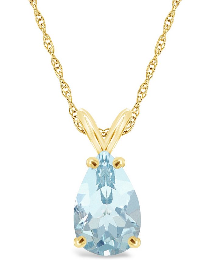 Macy's Aquamarine (25/8 ct. t.w.) Pendant Necklace in 14K Yellow Gold