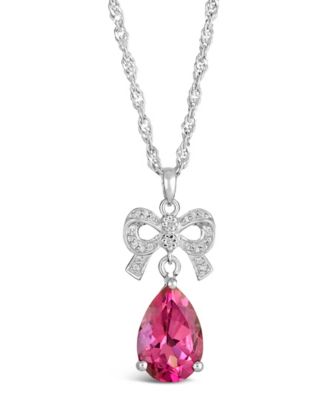 Macy's - Amethyst (5 ct. t.w.) and Diamond (1/10 ct. t.w.) Pendant Necklace in Sterling Silver. Available in Pink Topaz (6-3/4 ct. t.w.) Pink Topaz