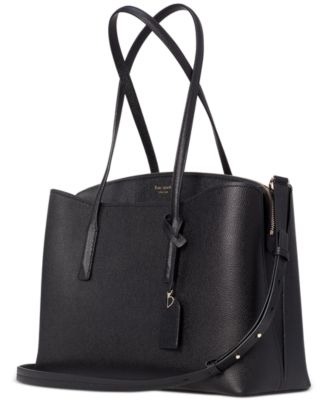 black leather work tote