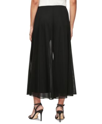 Alex Evenings Petite Chiffon Wide-Leg Cropped Pants - Macy's