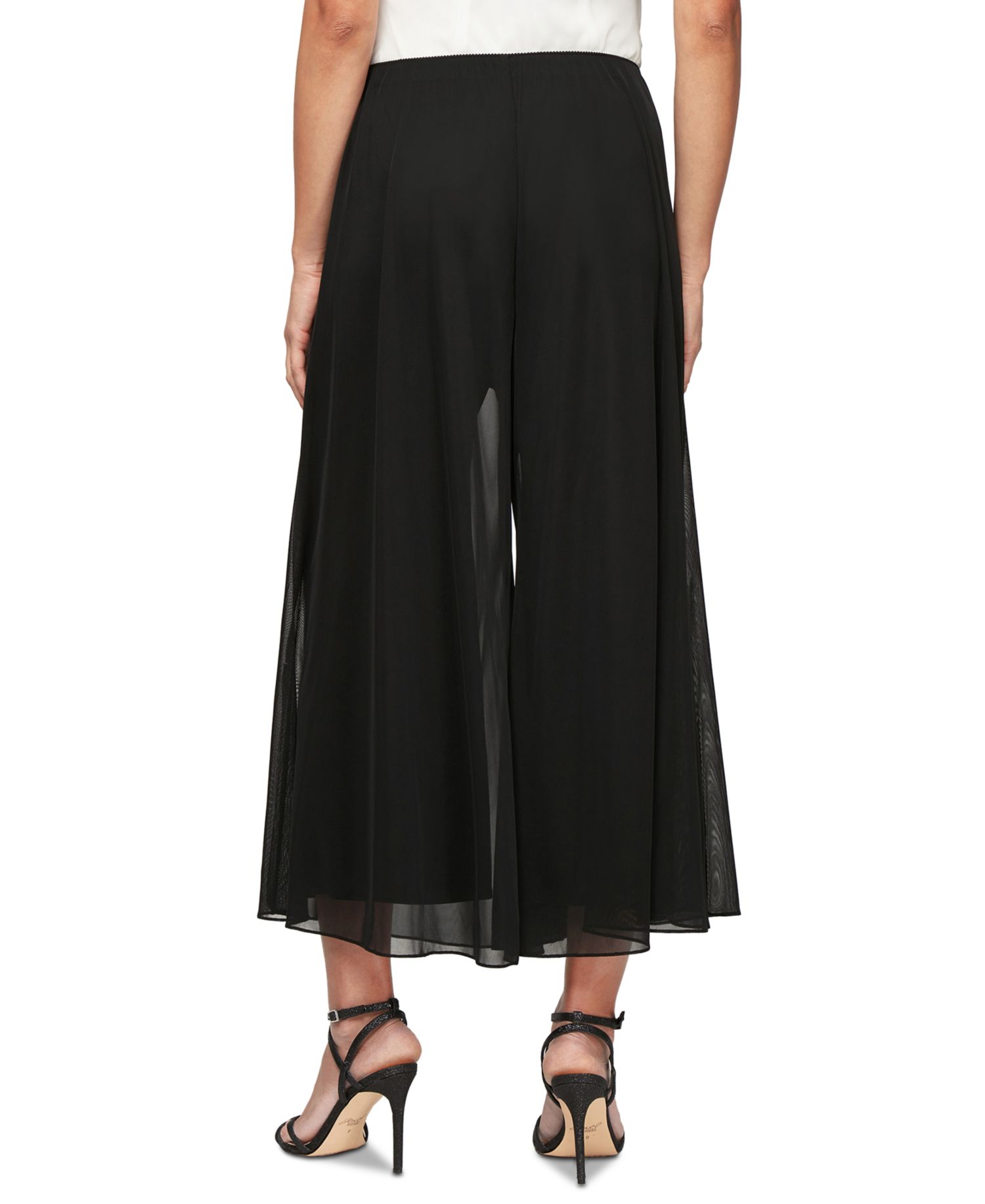 Chiffon Wide-Leg Capri Pants