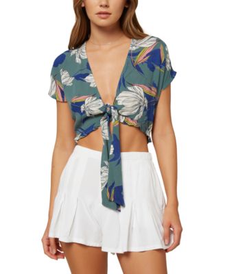 O'Neill - Juniors' Oriana Floral Tie-Front Top