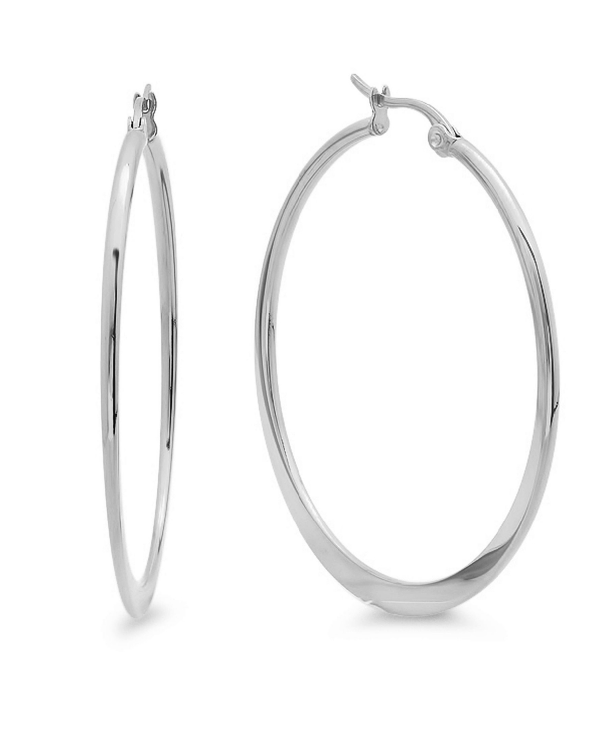 Stainless Steel Hoop Earrings - Silver-Plated