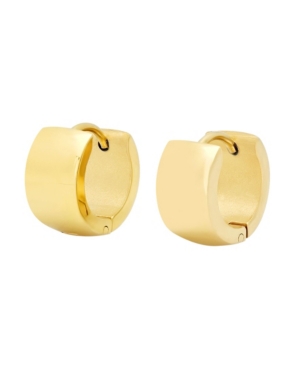image of Steeltime Ladies 18K Micron Gold Plated Stainless Steel Thick Huggie Earrings