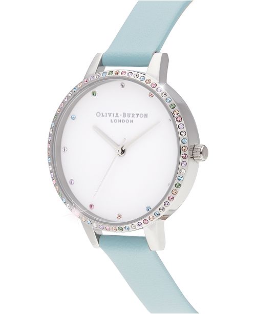 Olivia Burton Women S Rainbow Turquoise Leather Strap Watch 34mm Reviews Watches Jewelry Watches Macy S