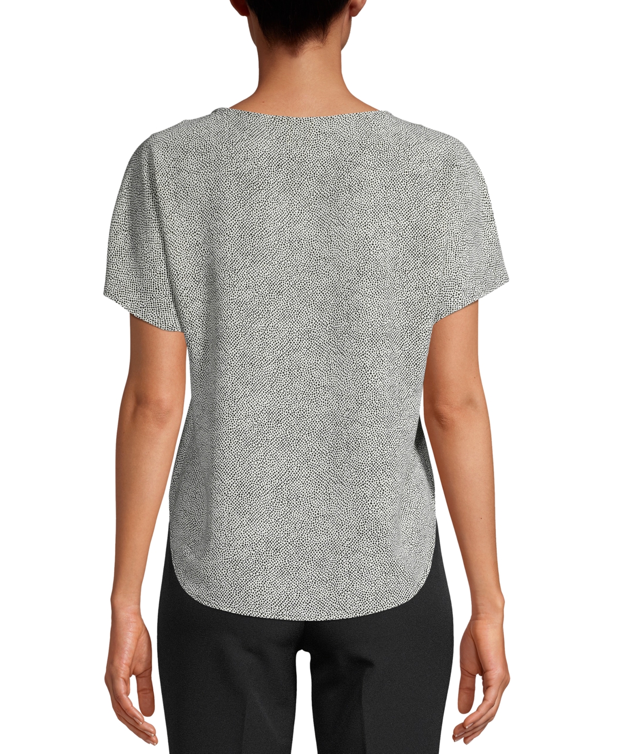 Anne Klein Petite Printed Boat-Neck Top -Anne Black