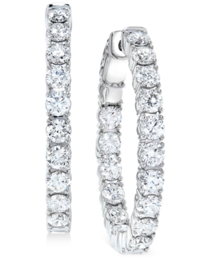 image of Diamond Small In & Out Hoop Earrings (5 ct. t.w.) in 14k White Gold, 1