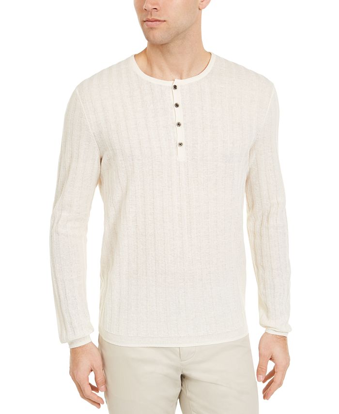 Alfani Men's Textured Henley Sweater, Created for Macy's - Macy's