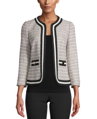 Anne Klein - Knit-Trim Tweed Jacket