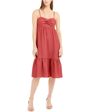 Inc Twist Front Linen Blend Midi Dress Created For Macy S