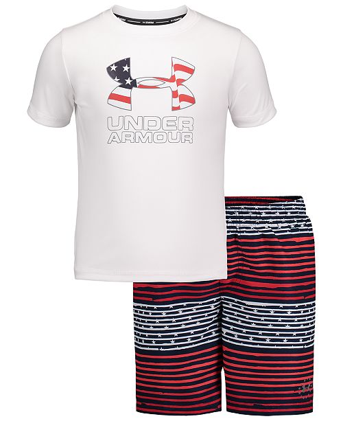 Under Armour Toddler Little Boys 2 Pc Rash Guard Swim Trunks