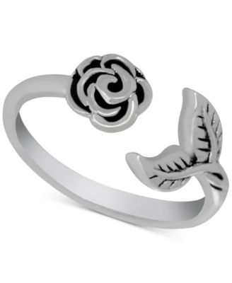 Essentials - Floral Open Ring in Fine Silver-Plate