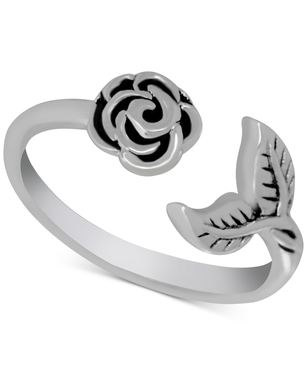 Floral Open Ring in Silver-Plate - Silver