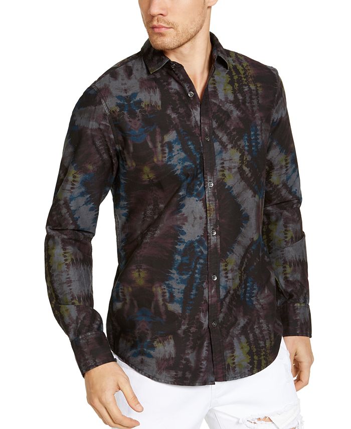 INC International Concepts INC Men's Tie Dye ButtonFront Shirt, Created for Macy's Macy's