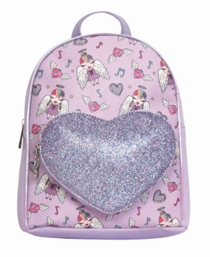 image of Omg! Accessories Toddler, Little and Big Kids Angelina Printed Mini Backpack with Glitter Heart Pocket