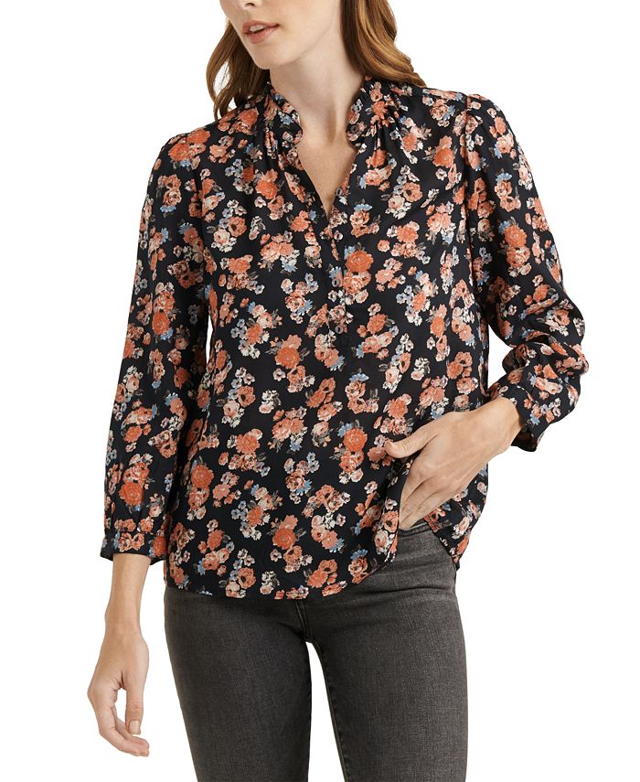 Lucky Brand Megan Floral-Print Popover Top - Macy's