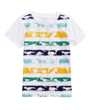 image of Little Boys Short Sleeve Dino Stripe T-Shirt