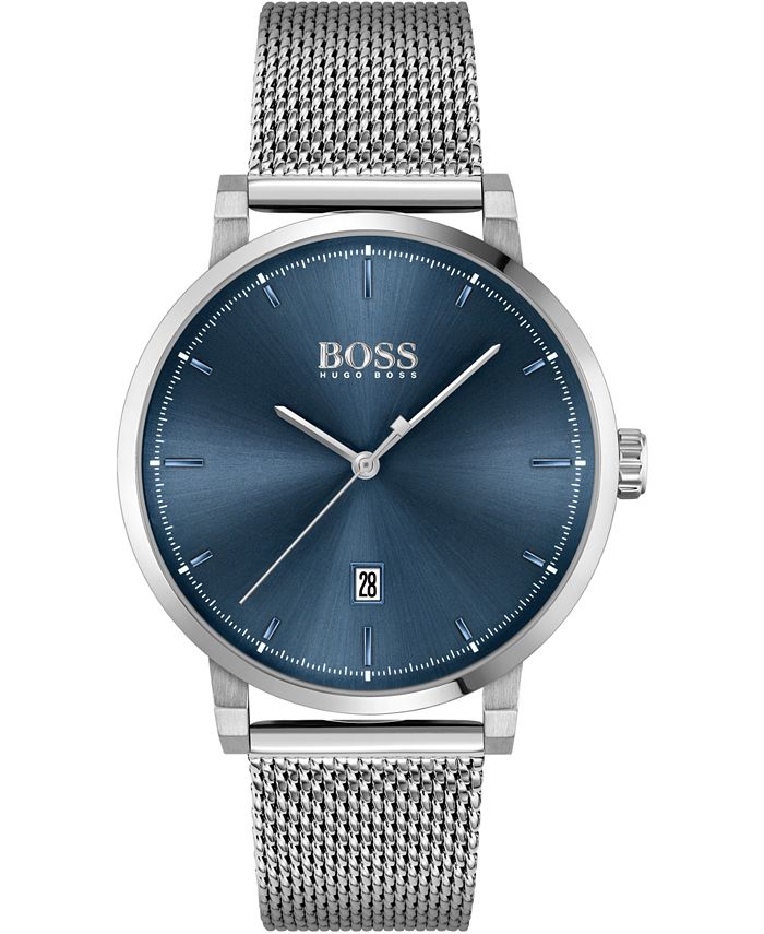 BOSS Men's Confidence Stainless Steel Mesh Bracelet Watch 42mm - Macy's