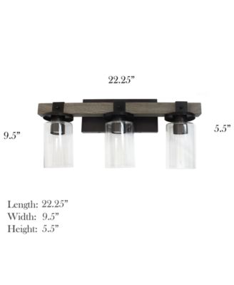 Elegant Designs Industrial Rustic Lantern Restored Wood Look 3 Light Bath Vanity