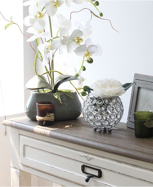 Elegant Designs Elipse Crystal Circular Bowl Candle Holder Flower
