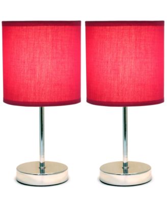 Simple Designs Chrome Mini Basic Table Lamp with Fabric Shade 2 Pack Set