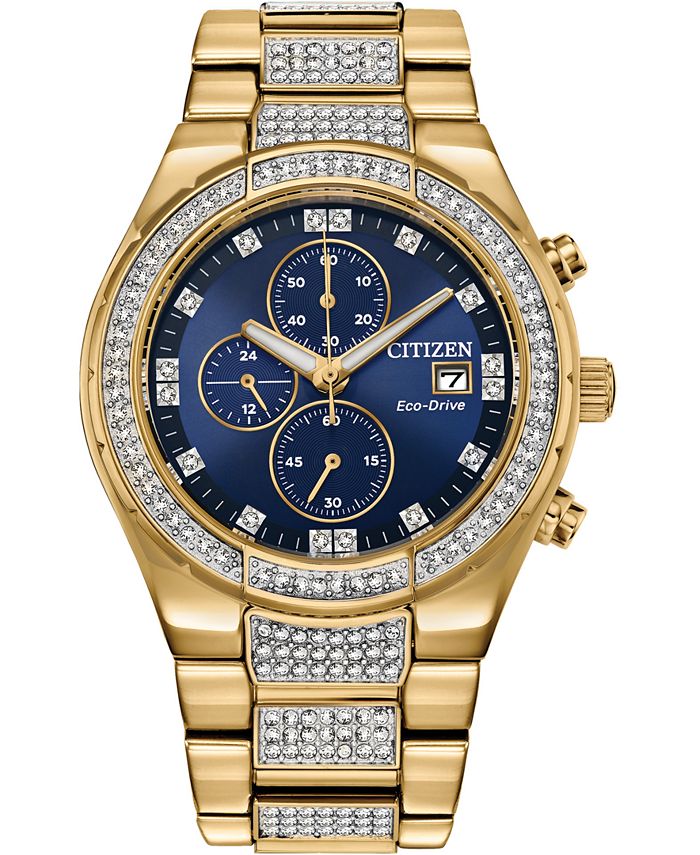 Citizen Men's Chronograph Eco-Drive Crystal Gold-Tone Stainless Steel  Bracelet Watch 42mm & Reviews - All Watches - Jewelry & Watches - Macy's