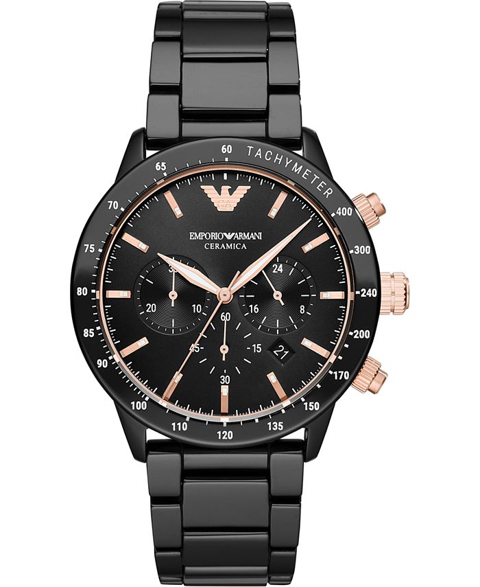 Emporio Armani Men s Chronograph Black Ceramic Bracelet Watch 43mm