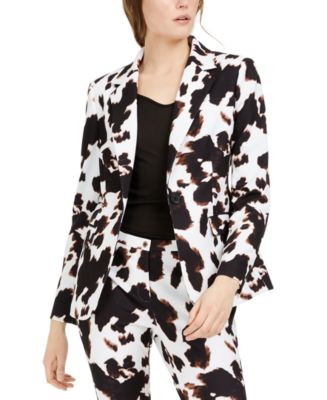 Calvin Klein X-Fit Cow-Print One-Button Blazer Macy's