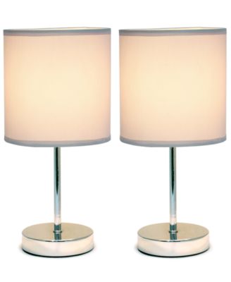 Simple Designs Chrome Mini Basic Table Lamp with Fabric Shade 2 Pack Set