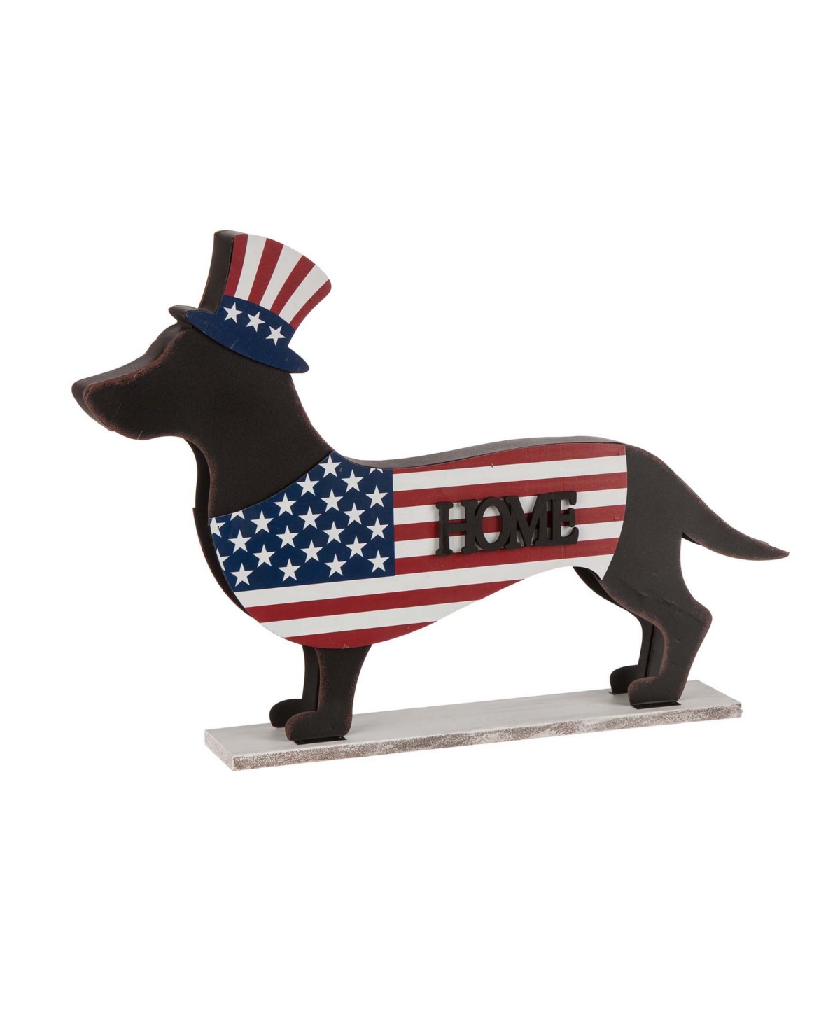 Glitzhome 24.52"l Metal-wooden Patriotic Double Sided Home-welcome Dachshund Decor In Sand Terrazo