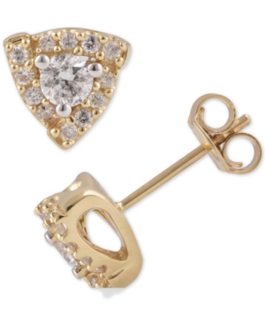 image of Diamond Triangle Halo Stud Earrings (1/2 ct. t.w.) in 10k Gold