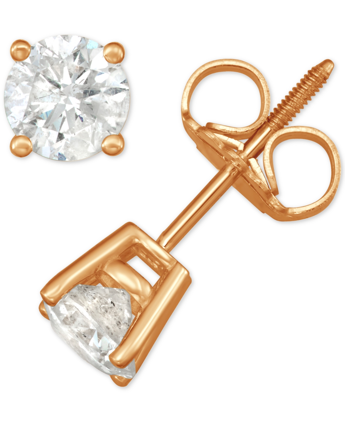 Macy's Diamond Stud Earrings (3/4 Ct. T.w.) In 14k White, Yellow Or Rose Gold In Rose Gold