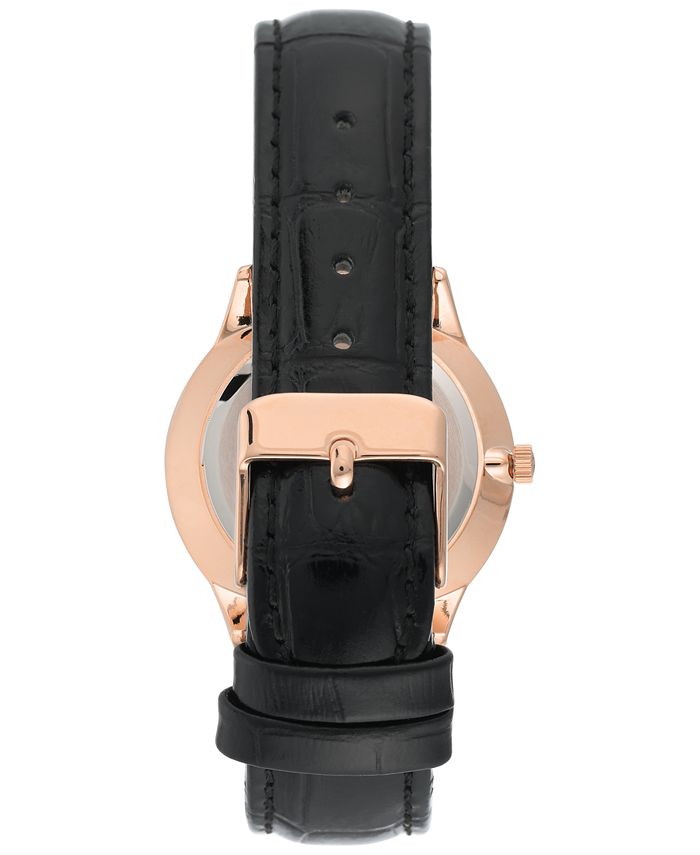 Anne Klein Women's Black Leather Strap Watch 36mm - Macy's