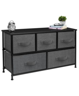 5 Drawers Dresser- Storage Unit with Steel Frame, Wood Top, Fabric Bins - for Bedroom, Closet, Office and more