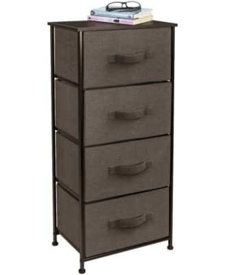 4 Drawers Chest Nightstand - Storage for Closet, Home, College Dorm - Features Steel Frame, Wood Top, & Fabric Bins