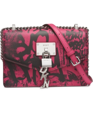 Dkny Elissa Graffiti Logo Leather Shoulder Bag Created For Macy S In Electric Pink Sliver Modesens