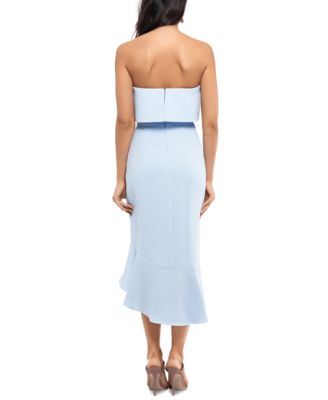 xscape crepe bustier ruffle dress